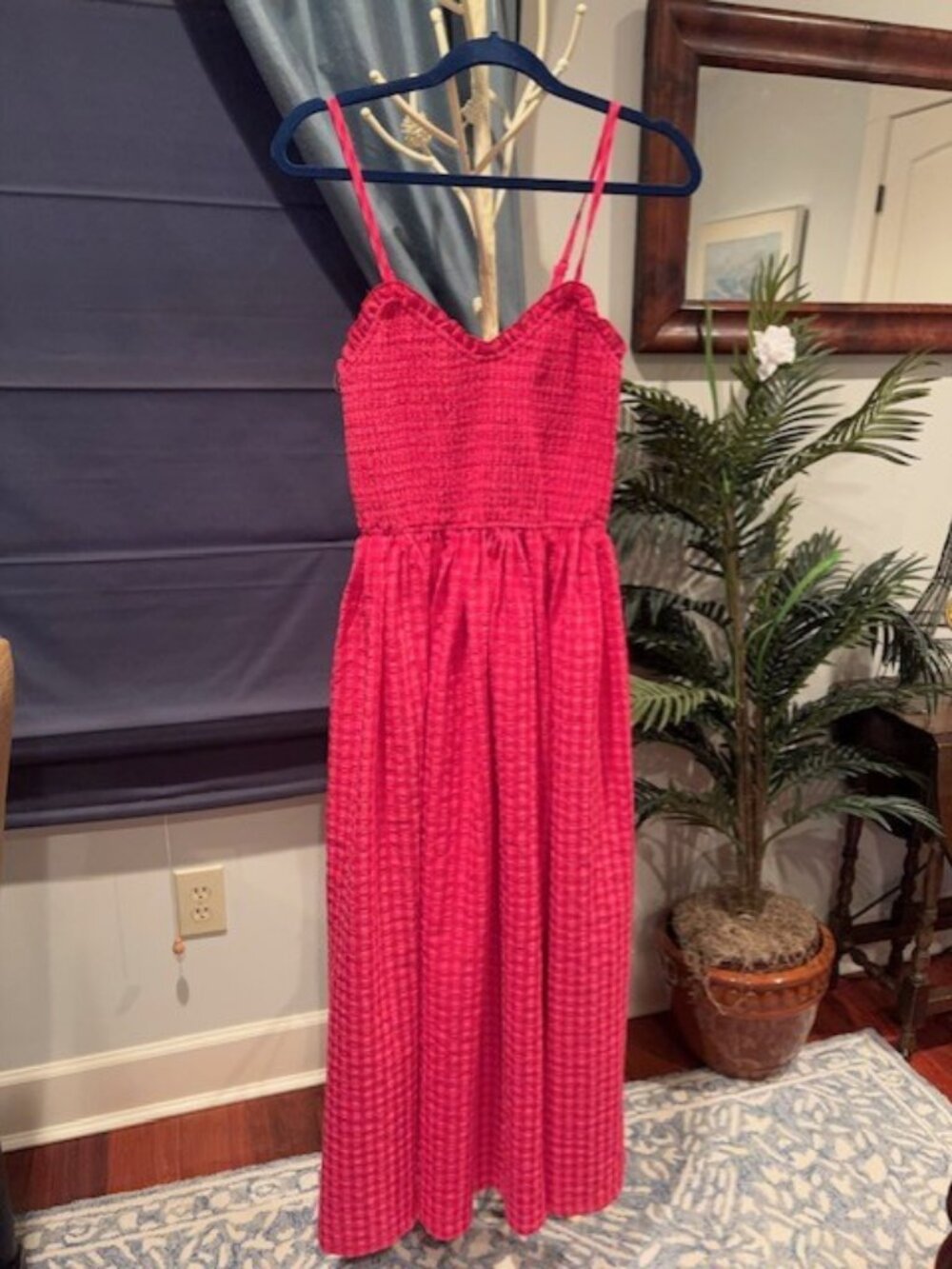 Miou Muse Pink Gingham Maxi Sundress Sweetheart Neckline New with Tags